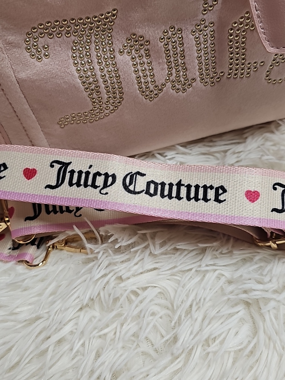 Juicy Couture Pink Mini Velour Logo Tote Crossbody Shoulder Hand Bag - Picture 14 of 14